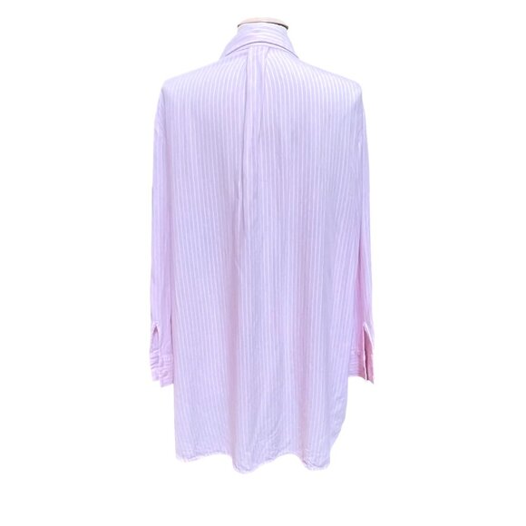 Pink White Stripe Jasmine & Ginger Long Sleeve Button Shirt Embroidered Beach‎ L - Picture 5 of 8